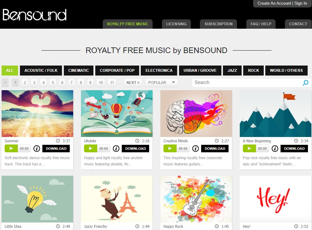 Bensound - kho nhạc cover không bản quyền