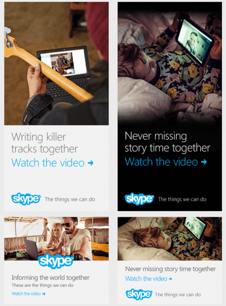 Những mẫu thiết kế banner đẹp dành cho quảng cáo của Skype (Nguồn: Internet)
