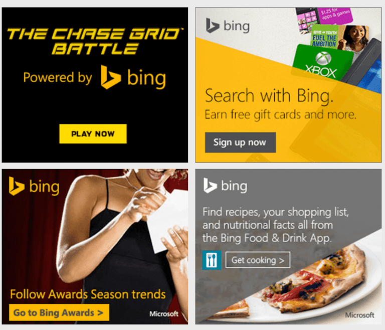 Một số mẫu banner quảng cáo đẹp của Bing (Nguồn: Internet)