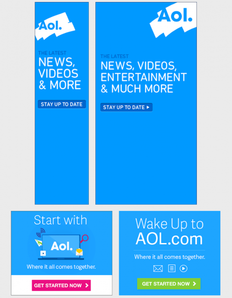 Một số mẫu banner đẹp quảng cáo đẹp của AOL (Nguồn: Internet)