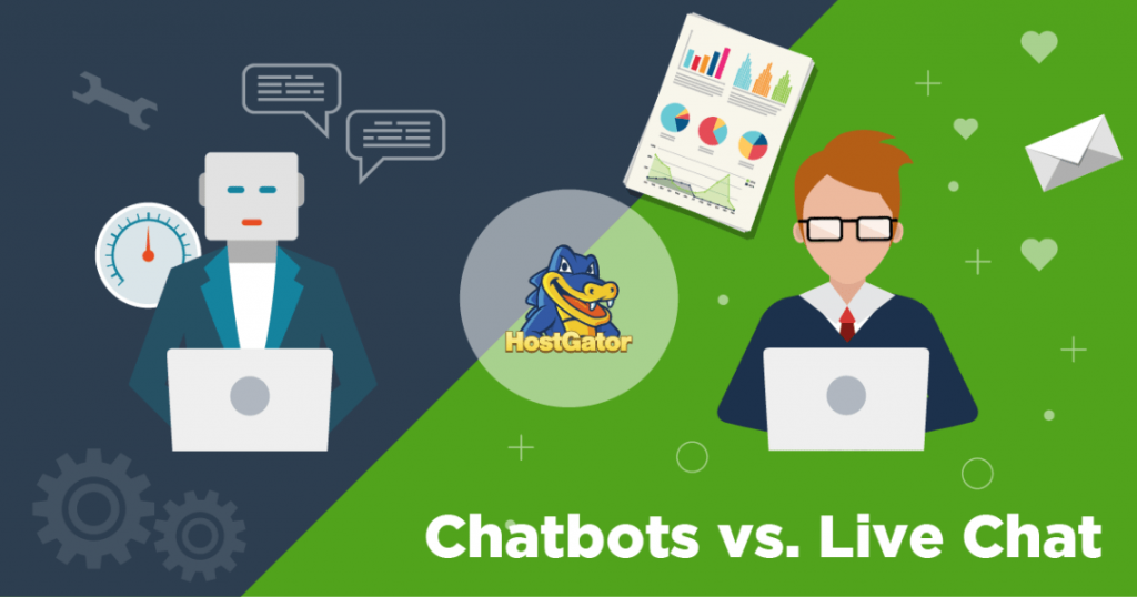 Phân biệt live chat và chatbot. Điểm giống và khác nhau giữa chat bot và live chat là gì? (Ảnh: HostGator)