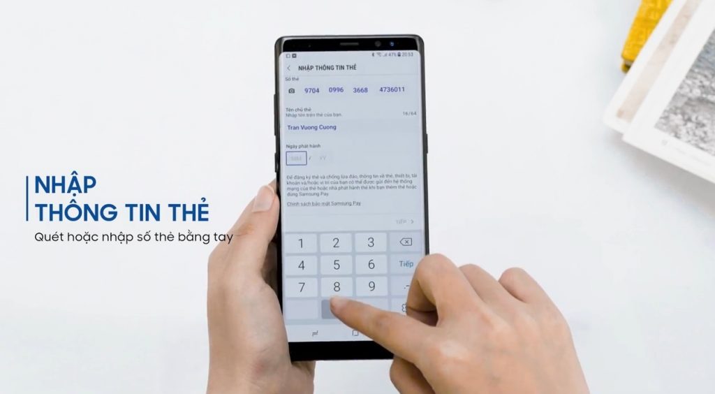 Mật mã PIN Samsung Pay – Cách đăng ký thẻ trên ứng dụng Samsung Pay là gì? Nhập thông tin của thẻ trên Samsung Pay. (Ảnh: Samsung)