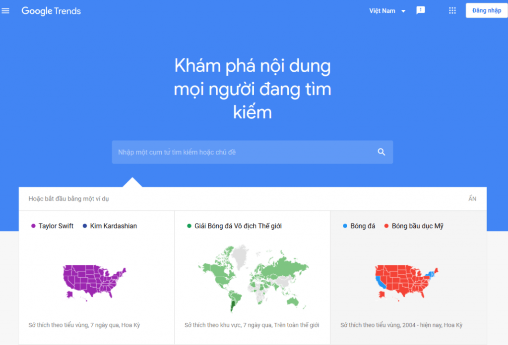 Cách sử dụng Google Trends visual (Top tìm kiếm Google hôm nay)