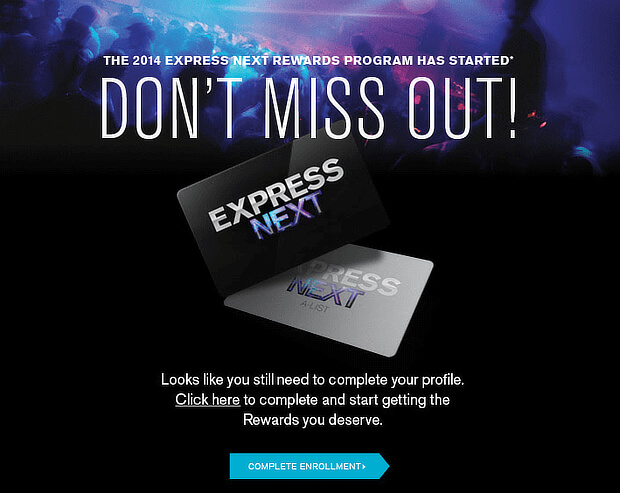 Express – Nổi bật với thiết kế ấn tượng đi kèm thông điệp “Don’t miss out!” kích thích thị giác và ảnh hưởng gián tiếp đến hành vi mua hàng